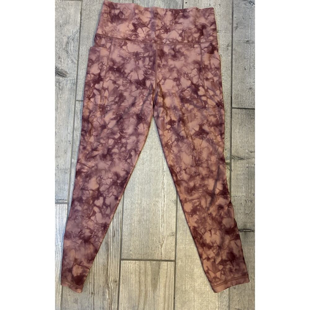 Athleta Salutation Stash Pocket II Pink Tie Dye 7/8 Leggings Size Medium